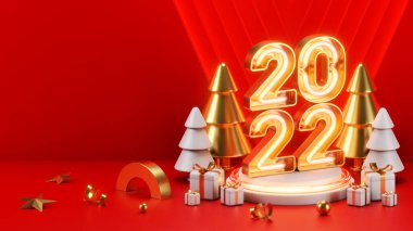 Üç boyutlu görüntüleme. Mutlu yıllar ve Noel arkaplanı gerçekçi canlandırması