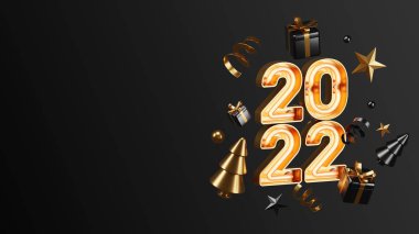 Üç boyutlu görüntüleme. Mutlu yıllar ve Noel arkaplanı gerçekçi canlandırması