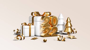 Üç boyutlu görüntüleme. Mutlu yıllar ve Noel arkaplanı gerçekçi canlandırması