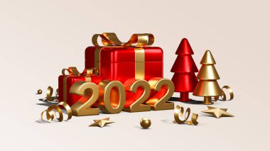 Üç boyutlu görüntüleme. Mutlu yıllar ve Noel arkaplanı gerçekçi canlandırması