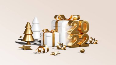 Üç boyutlu görüntüleme. Mutlu yıllar ve Noel arkaplanı gerçekçi canlandırması