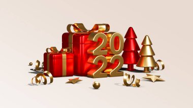 Üç boyutlu görüntüleme. Mutlu yıllar ve Noel arkaplanı gerçekçi canlandırması