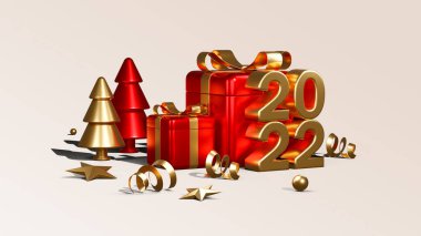 Üç boyutlu görüntüleme. Mutlu yıllar ve Noel arkaplanı gerçekçi canlandırması