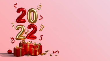 Üç boyutlu görüntüleme. Mutlu yıllar ve Noel arkaplanı gerçekçi canlandırması