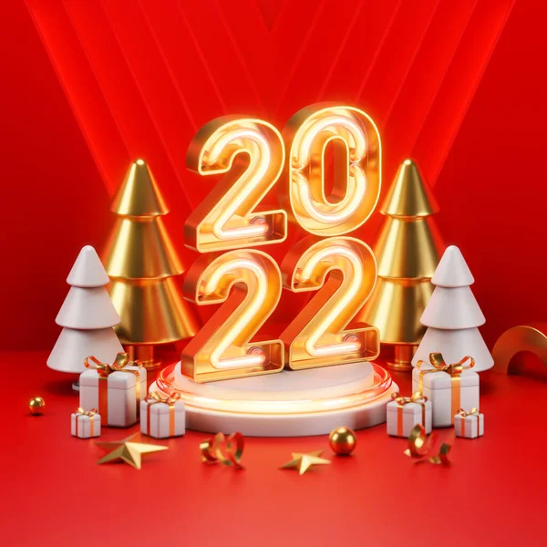 Rendering Happy New Year Christmas Background Realistic Render — Stock Photo, Image