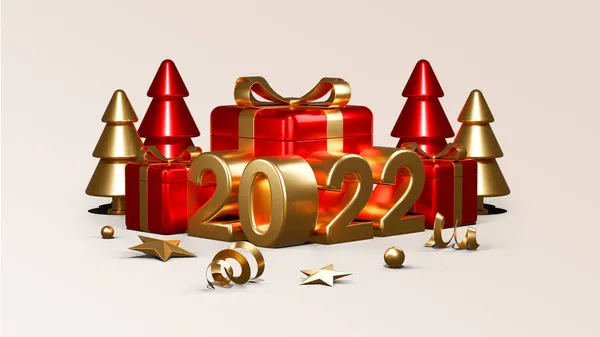 Rendering Happy New Year Christmas Background Realistic Render — Stock Photo, Image