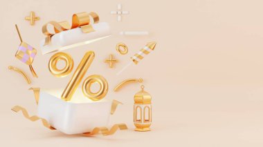İslamik ramazan illüstrasyon arkaplanının 3 boyutlu canlandırması
