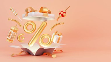 İslamik ramazan illüstrasyon arkaplanının 3 boyutlu canlandırması