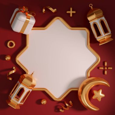 Yaratıcı kavram 3D render İslami ramazan kareem karşılama arkaplan afişi şablonu