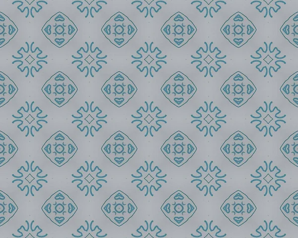 Modello Geometrico Arabo Blue Floral Tile Blue Spanish Endless Batik — Foto Stock