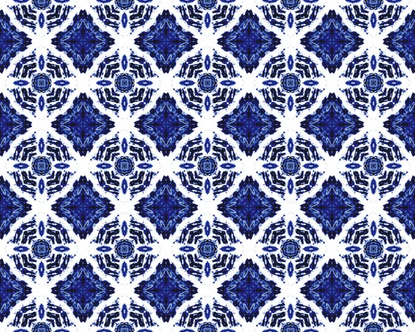 Blauwe Aquarelle Eindeloze Inkt Tribal Geometrische Patroon Verf Turkse Naadloze — Stockfoto