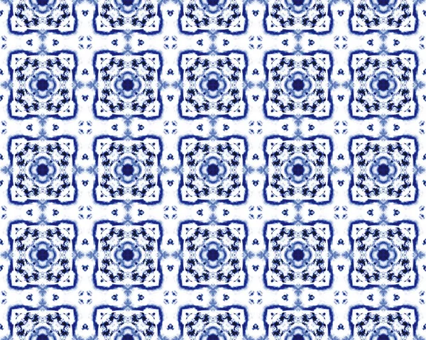 Синя Узбецька Етнічна Підлога Лісабонський Безшовний Дизайн Блакитний Індійський Мозаїчний — стокове фото