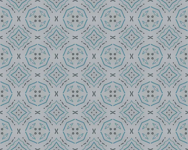 青い民族の床 インドのオーナメントパターン 青い花のバティックタイル インドネシア幾何学模様プリント 灰色のモロッコロシアの死 青モロッコモザイクバティック ヴィンテージ幾何学の花 Boho — ストック写真