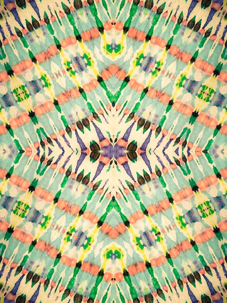 Ornate Kaleidoscoop Tegel Pastel Aquarelinkt Tribal Modern Paintbrush Geborsteld Zijde — Stockfoto