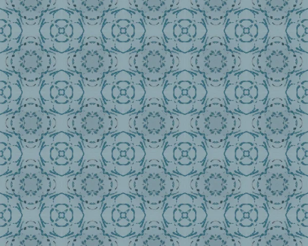 Turco Geometrico Batik Ikat Mosaico Blu Arabo Batik Motivo Floreale — Foto Stock