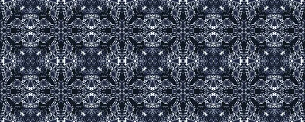 Blue Bohemian Floral Motif Morocco Geometric Pattern Ink Indigo Floral — Stock Photo, Image