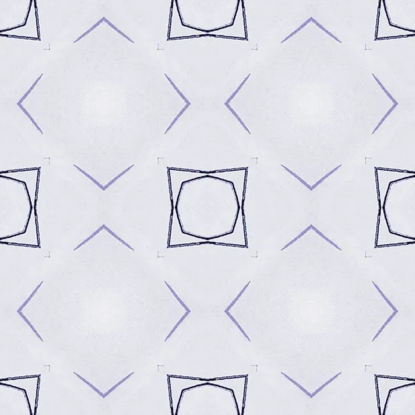 Rysunek Niebieskiej Gwiazdy Linia Floral Tile Geometryczne Bazgroły Niebieski Wzór — Zdjęcie stockowe