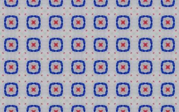 Bruin Abstract Mozaïekinkt Blauw Spaans Rustiek Patroon Geometrische Bloemeninkt Van — Stockfoto