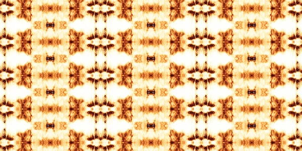 Amarelo Tingido Aquarela Dyed Batik Impressão Brown Pattern Boho Têxtil — Fotografia de Stock