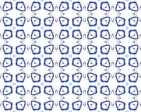 青いアクエレルモザイク星 スペイン系スペイン人 モロッコ幾何学的バティックイカット 白い民族模様のペイント トルコ幾何学フラワープリント アラビア幾何学的バティック 青い花の床 — ストック写真