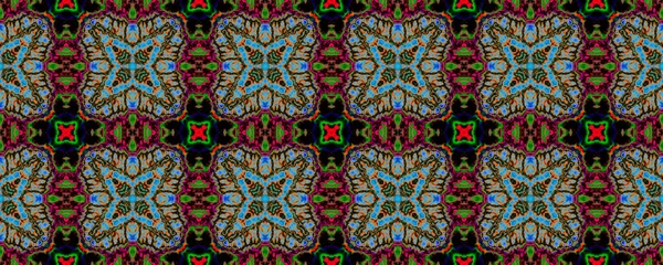 Марокканская Цветочная Плитка Жидкий Этнический Узор Икат Дизайн Движения Испанский — стоковое фото