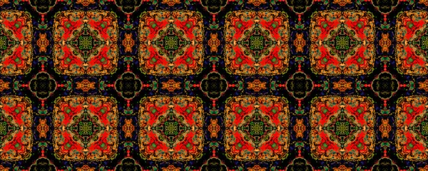 Oriental Mosaic Dye Turkish Geometric Flower Boho Indian Ornament Pattern — 图库照片