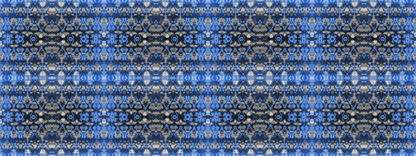 Arte Tingida Étnica Cinzenta Seda Escovada Preta Motivo Azure Zigzag — Fotografia de Stock