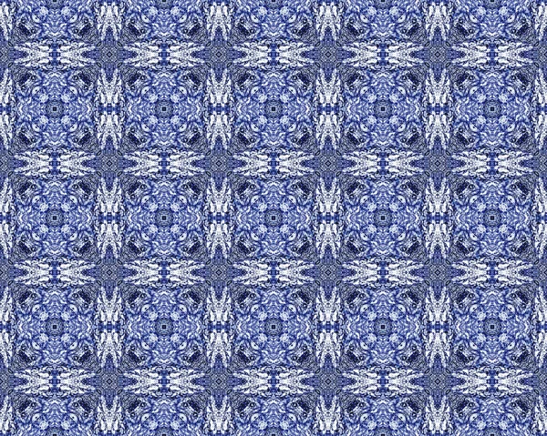 Blu Portoghese Floral Boho Blue Ornate Infinite Sketch Pittura Batik — Foto Stock