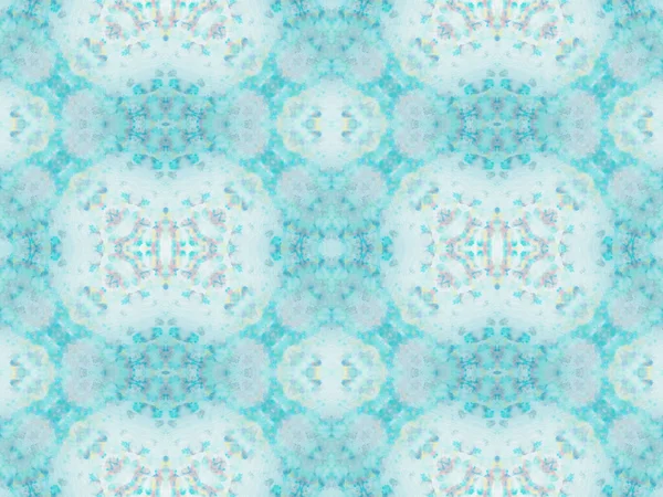 Aqua Boho Folk Oil Ink Green Repeating Pattern Soft Boho — Stock Photo, Image