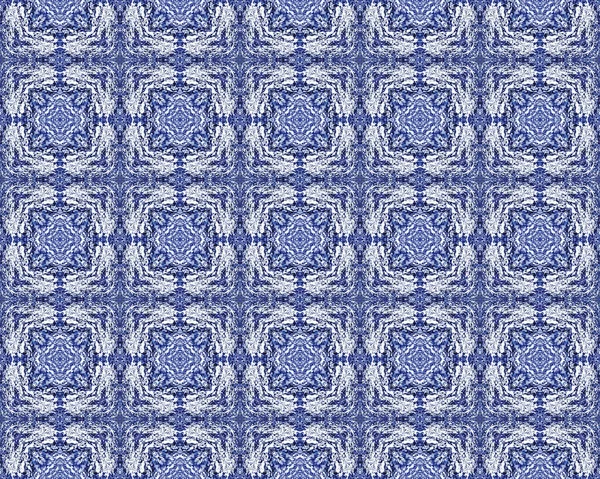 Синій Пакистан Нескінченний Інк Білий Флорал Батік Ікат American Geometric — стокове фото