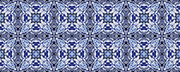 Blue Moroccan Mosaic Stars Arabic Quatrefoil Batik Navy Ethnic Batik — Stock Photo, Image