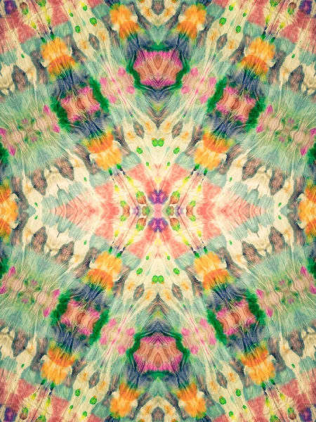 Fabric Kaleidoscope Tile White Watercolor Print Rainbow Brushed Paper Ornate — Stock Photo, Image