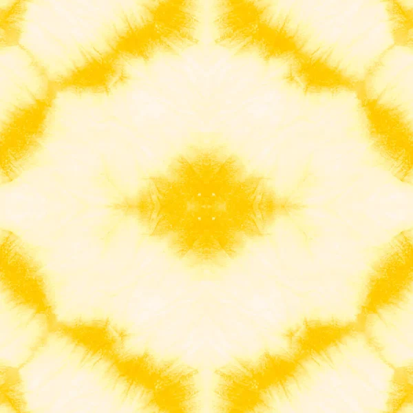 Yellow Ogee Motif Tie Dye Art Lemon Watercolor Ink Blurred — Stockfoto