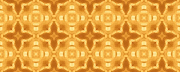 Flor Étnica Occidental Amarilla Vintage Geométrico Batik Ikat Textura Inconsútil — Foto de Stock