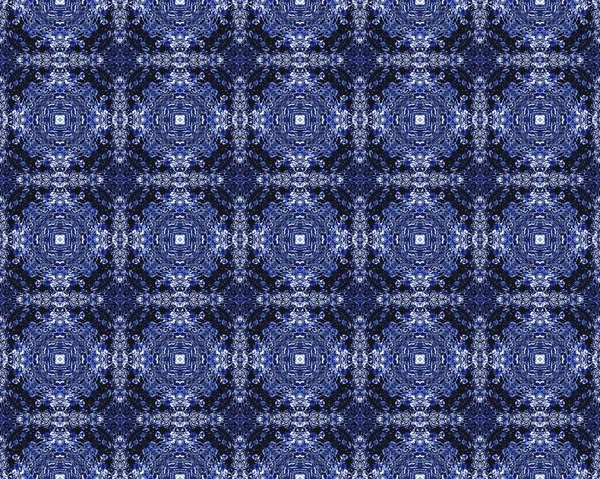 Motivo Floral Tradicional Azul Ornate Geometric Flower Floor Flor Geométrica — Fotografia de Stock