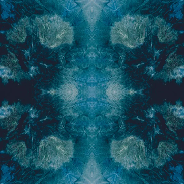 Azure Dyed Art Batik Velho Padrão Repetição White Rough Grunge — Fotografia de Stock