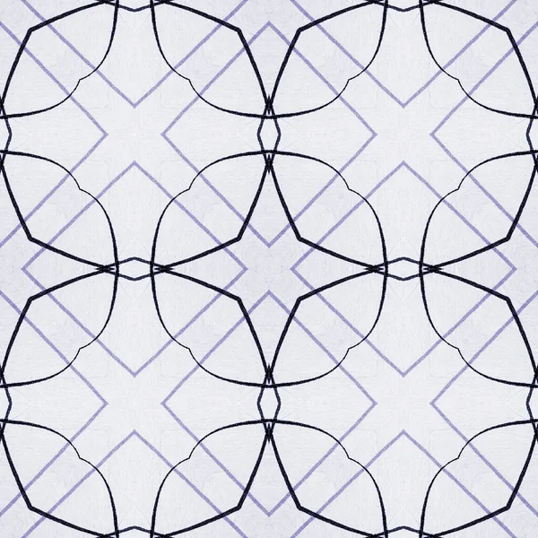 Bohemian Drawn Texture Blue Pen Pattern Geometric Template Blue Line — 图库照片