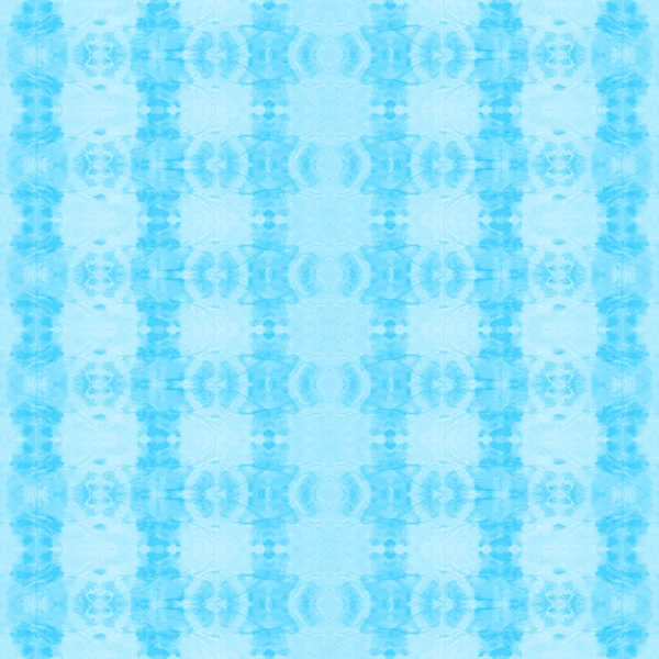 Blue Geo Zig Zag Pincel Tribal Branco Cyan Boho Pattern — Fotografia de Stock