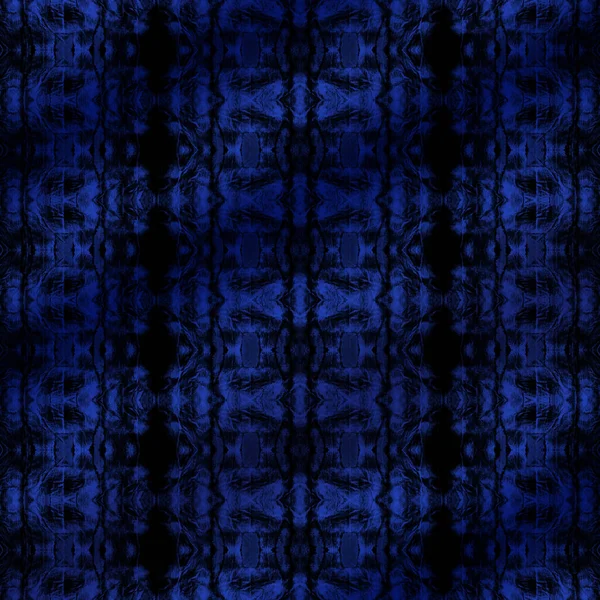 Tudományos Boho Stripe Kék Törzsi Ecset Fekete Geo Textúra Kék — Stock Fotó