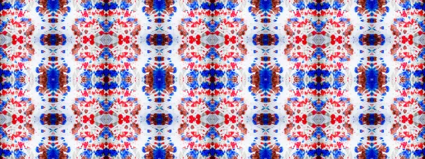 Red Folk Oil Ink Rose Repeating Stripes Blue Dirty Art — Stock Photo, Image