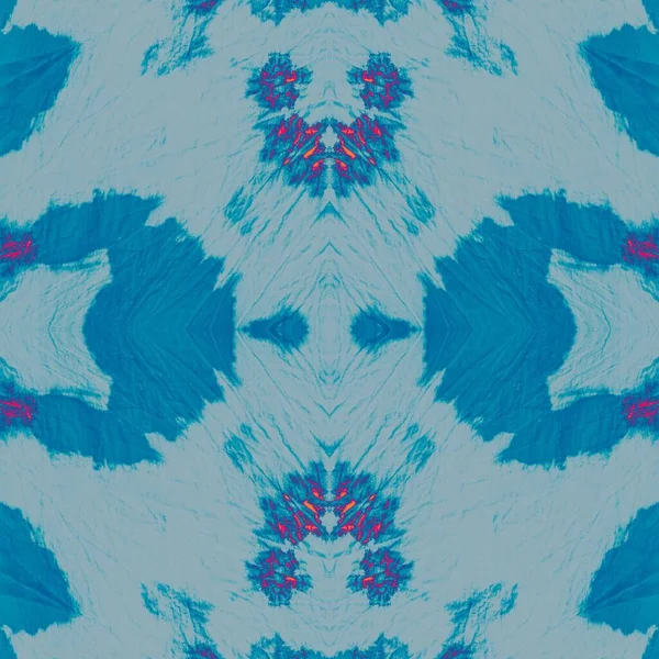 Blue Dyed Art Batik Bright Xmas Pattern Fiery Seamless Pattern — Stock Photo, Image