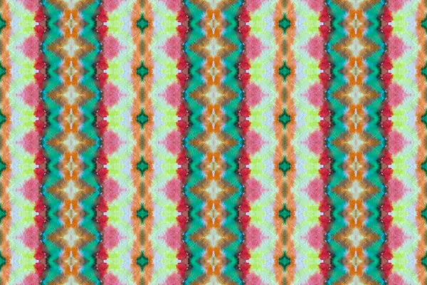 カラー リピート プリント カラージオパターン 染色された幾何学模様 死んだブラシだ レインボー ジオの水彩画 グランジ 民族的バティック — ストック写真