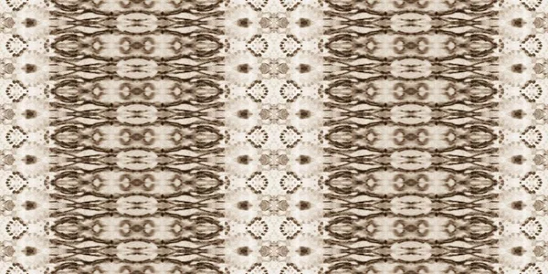 Old Boho Pattern Sepia Dyed Batik Beige Print Old Geo — 图库照片