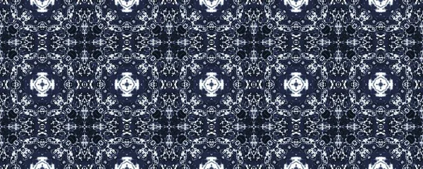 Denim Floral Batik Boho 蓝色少数民族绘画里斯本装饰纹理 摩洛哥几何图层 蓝色土耳其乡村设计 蓝色摩洛哥花砖 Indian Geometric — 图库照片