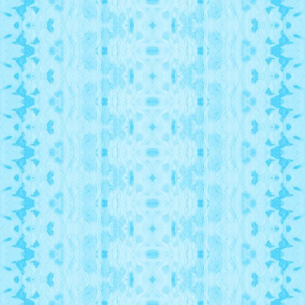 Azure Hand Zig Zag ホワイト ボヘミアンの略 ホワイト 青い伝統的なスプレー シアン ダイの水彩画 — ストック写真