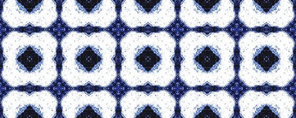 Blauwe Oezbekistan Etnische Boho Vintage Naadloze Bloem Marokko Geometrische Batik — Stockfoto