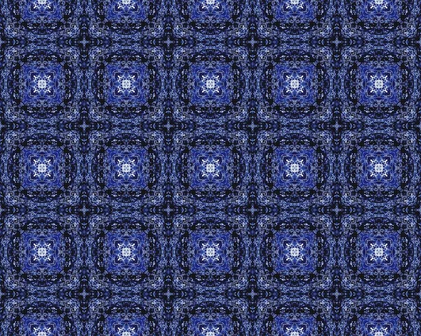 Boho Étnico Árabe Azul Piso Flores Geométricas Turcas Azulejo Patrón — Foto de Stock