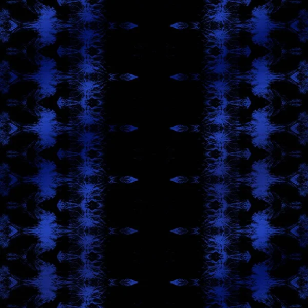 Stampa Ripetizione Nera Black Dyed Abstract Spazzola Tribale Blu Blue — Foto Stock