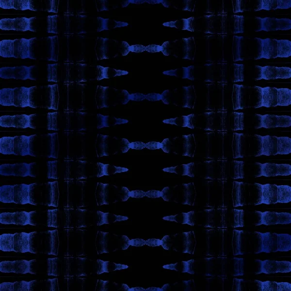 Escova Repetição Preta Escova Negra Denim Boho Print Azul Geo — Fotografia de Stock
