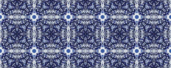 Blaues Usbekistan Endlosmotiv Spanische Geometrische Blume Boho Indigo Ethnic Pattern — Stockfoto